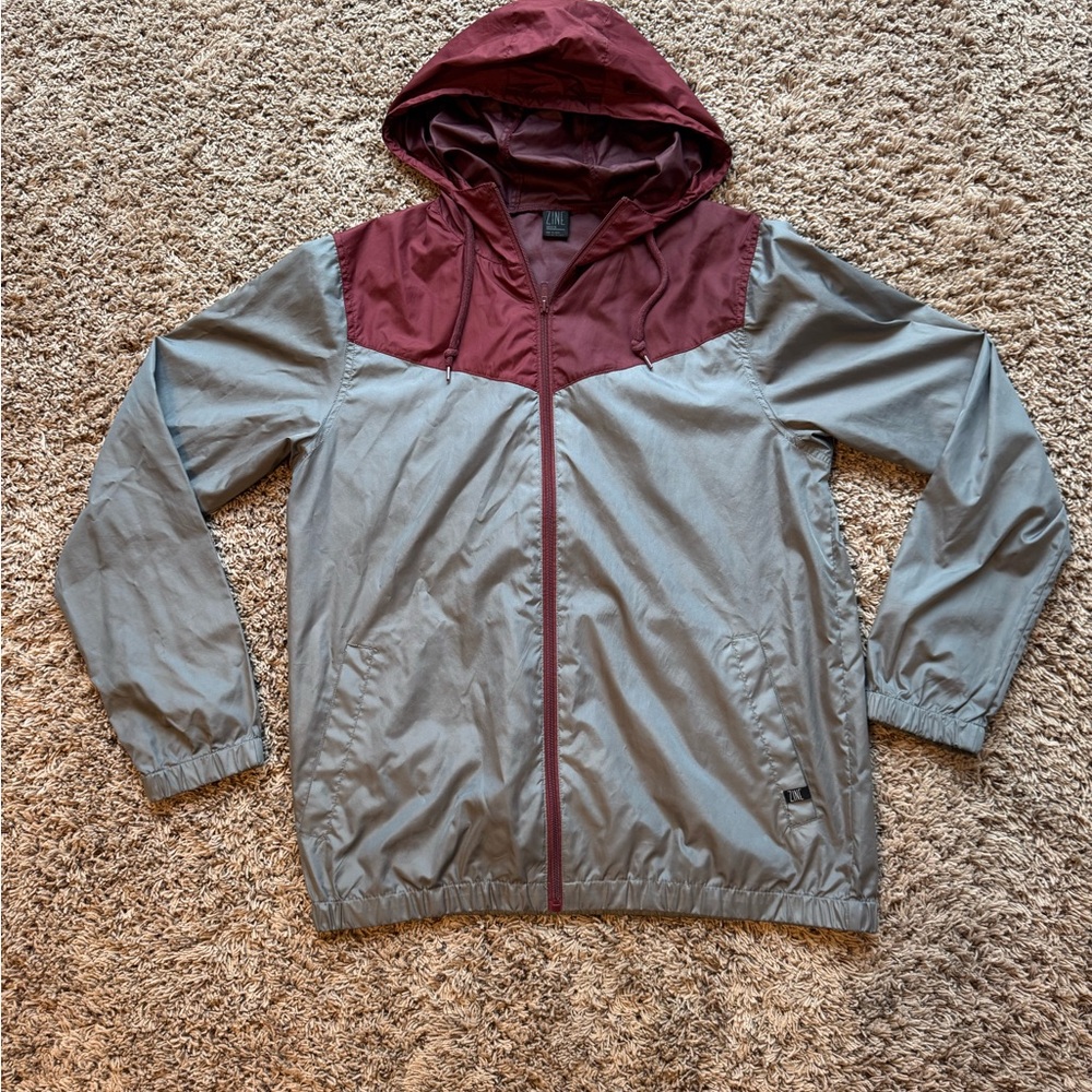 Zine Clothing Maroon and Gray Windbreaker